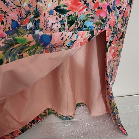 AIDAN BY AIDAN MATTOX Off Shoulder Sheath Dress Pink Floral Garden Party Slit 10 - Picture 11 of 15